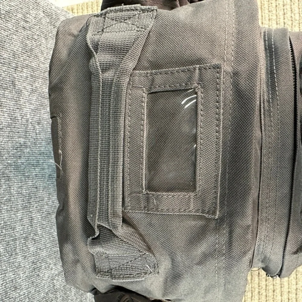 VISM Tactical Military Style Backpack Black Canvas MOLLE Webbing Multi-Pocket